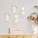 MOOCA 6 Pcs Wooden Hand Form Jewelry Display Set, 2 Way Design for Wall Hanging or Standalone Mannequin Finger Hand Display, Wash White Color MOOCA