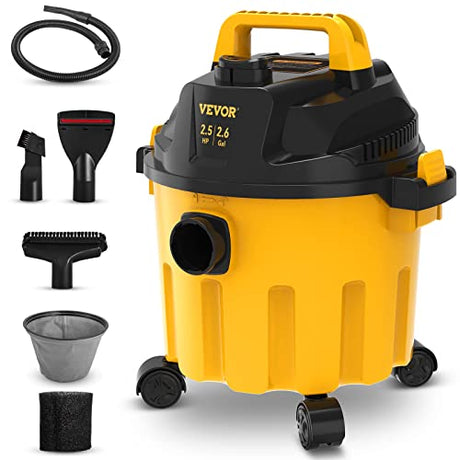 VEVOR Wet Dry Vac, 2.6 Gallon, 2.5 Peak HP, 3 in 1 Portable Shop Vacuum with Blowing Function, Attachments Storage, Perfect for Cleaning Floor, VEVOR