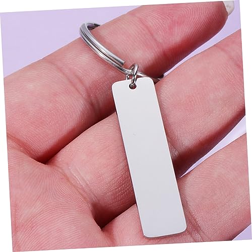 Tofficu 10pcs Glossy Strip Hangtag Keychains Key Rings Key Chains Tabs Engravable Stamping Pendants Diy Key Tags Key Chain Blank Unfinished Keychain Tofficu