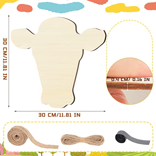 Heifer Cutout Unfinished Wood Cow Country Farm Wooden Door Hanger Wood Cutouts Blank Wood Cow Slice with Ribbon and Twine for DIY Crafts Country Weysat