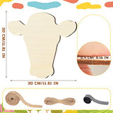 Heifer Cutout Unfinished Wood Cow Country Farm Wooden Door Hanger Wood Cutouts Blank Wood Cow Slice with Ribbon and Twine for DIY Crafts Country Weysat