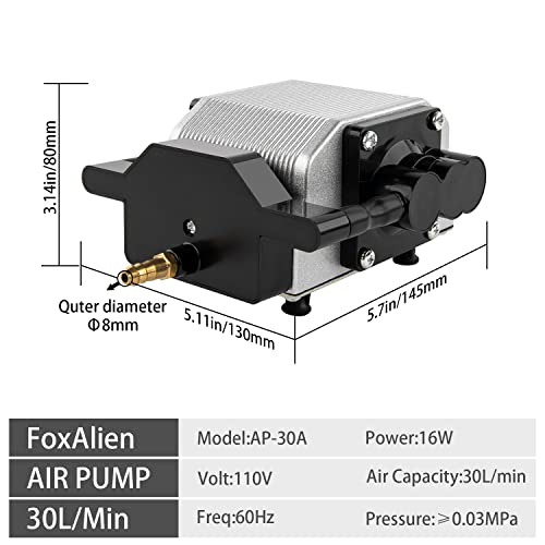 FoxAlien AP30A Portable Air Assist Pump 30L/min Adjustable Air Volume for Laser Engraver CNC Engraving Machines FoxAlien