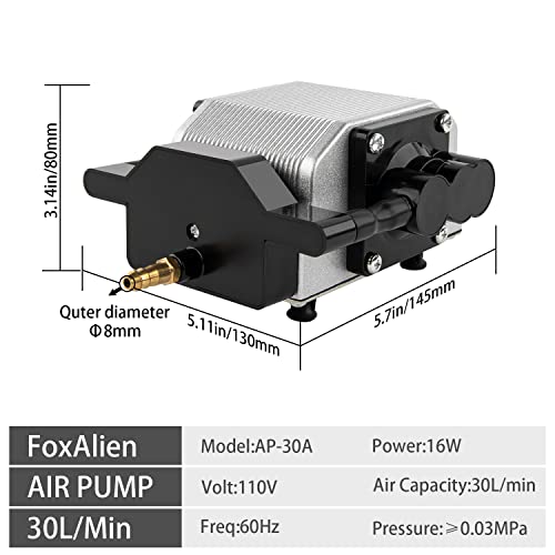 FoxAlien AP30A Portable Air Assist Pump 30L/min Adjustable Air Volume for Laser Engraver CNC Engraving Machines - WoodArtSupply