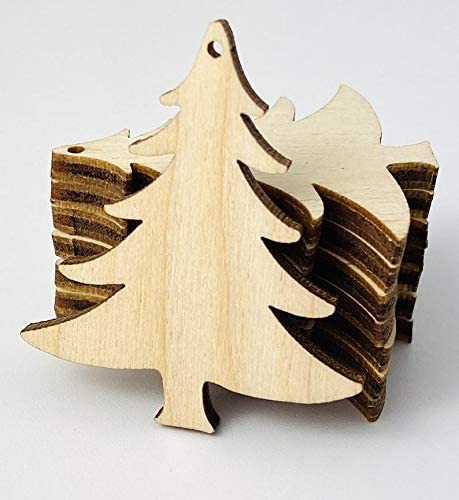 ALL SIZES BULK (12pc to 100pc) Unfinished Wood Laser Cutout Christmas Pine Tree Dangle Earring Jewelry Blanks Shape Crafts Made in Texas Texan Wood Crafts