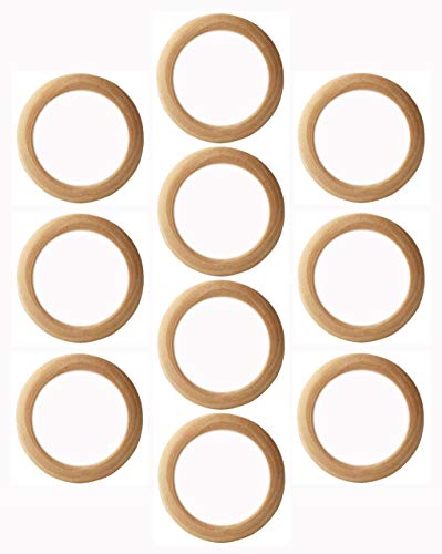 Penta Angel Wooden Ring Bulk 10Pcs 6cm/2.4Inch Natural Color Unfinished Smooth Wood Circle Without Paint for Craft DIY Ring and Jewelry Making - WoodArtSupply