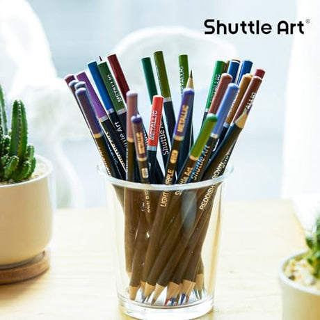 Shuttle Art 60 Metallic Colored Pencils, Colored Pencils for Adult Coloring, Soft Core Coloring Pencils in Gift Tin Box, Color Pencils for Kids Shuttle Art