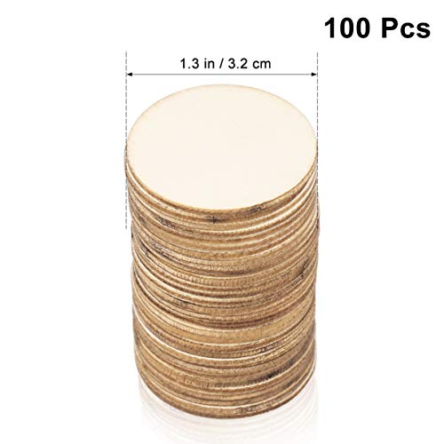 SEWACC Unfinished Wood Circle 100pcs 32mm Wooden Discs Round Wooden Pieces Wooden Cutouts Ornaments DIY Crafts for Art Crafts Project Home - WoodArtSupply