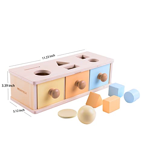 MORITECK Montessori 3 in 1 Object Permanence Box Coin Box Shape Sorter for 8 Months up Baby Wooden Toy for Boy Girls Christmas Birthday Gift MORITECK