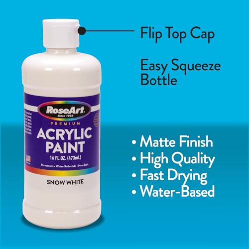 RoseArt 16oz Snow White & Raven Black Acrylic Paint Set RoseArt 16oz Snow White & Raven Black Acrylic Paint Set