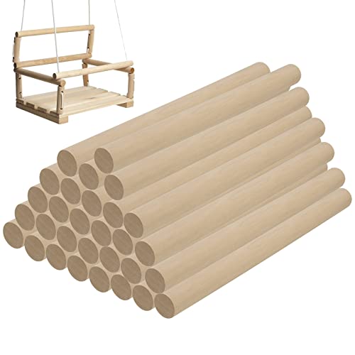 FUNSUEI 30 Pieces 1 x 12 Inch Wooden Dowel Rods, Unfinished Wood Sticks, Natural Round Wood Dowel Sticks Hardwood Sticks for Crafts, DIY Project, FUNSUEI