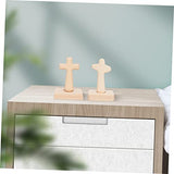 Yardenfun 2pcs Christian Cross Stand up Cross Desktop Cross Decorations Crucifix Handheld Cross Jesus Cross Charms Wooden Cross Ornament Wood Cross Yardenfun
