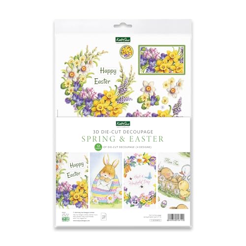 Katy Sue Spring & Easter Paper Tole 3D Die Cut Decoupage Pack. Contains 12 Die-Cut Sheets in Letter Size (4 Designs, 3 Copies of Each Design) - for Katy Sue