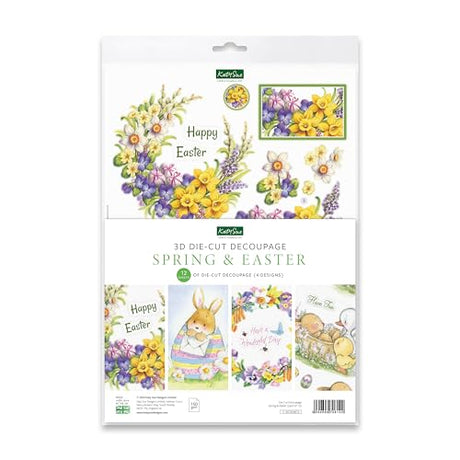 Katy Sue Spring & Easter Paper Tole 3D Die Cut Decoupage Pack. Contains 12 Die-Cut Sheets in Letter Size (4 Designs, 3 Copies of Each Design) - for Katy Sue