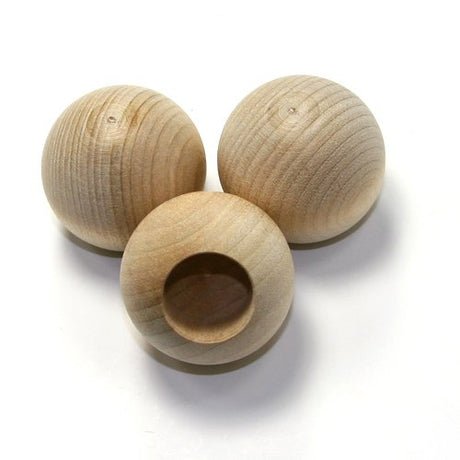 Mylittlewoodshop Pkg of 6 - Dowel Cap - 1-1/4 in Diameter with 5/8 Hole Unfinished Wood (WW-DC1250-6) Unique Wood Shapes