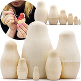 AEVVV Blank Nesting Dolls Set 6 pcs - Unpainted Russian Nesting Dolls - Unfinished Doll - Russian Nesting Dolls to Paint - Blank Doll - DIY Nesting AEVVV