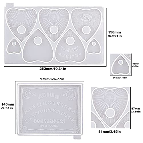 ResinWorld Ouija Board and Planchette Resin Molds, 2PCS Gothic Epoxy Resin Silicone Molds for Ouija Board Game, Pendant, Resin Crafts