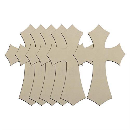 Creaides Wooden Cross DIY Crafts Cutouts Cross Shaped Unfinished Wood Slices Embellishments Ornaments for DIY Projects Halloween Christmas Party - WoodArtSupply