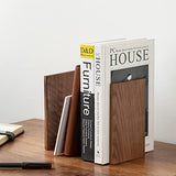 Muso Wood Handmade Walnut Book Ends, Non-Skid Bookends for Shelves, Large Sturdy Book Ends for Heavy Books, Decorative Book Shelf (1 Pair) muso wood