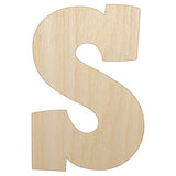 Letter S Uppercase Fun Bold Font Unfinished Wood Shape Piece Cutout for DIY Craft Projects - 1/4 Inch Thick - 6.25 Inch Size Sniggle Sloth