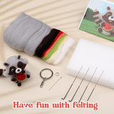 JUPEAN Needle Felting Kit Needle Felting Supplies Needle Felting Starter Kit Raccoon Animal Doll with Wool Roving, Felting Needles, Foam Mat and Wool JUPEAN