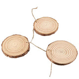 JOIKIT 50PCS 3.5-4 Inches Natural Wood Slices Bulk, 2/5" Thick Unfinished Natural Wood Circles with Pre-drilled Hole and Bark for Craft Arts, JOIKIT