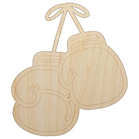 Boxing Gloves Hanging Unfinished Wood Shape Piece Cutout for DIY Craft Projects - 1/4 Inch Thick - 6.25 Inch Size Sniggle Sloth
