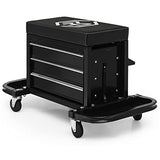 Magshion Rolling Stool with 3-Drawer Toolbox Padded Mechanic Stool Creeper Seat with Foldable Tool Tray 350 lbs Capacity Garage Workshop Stool Magshion