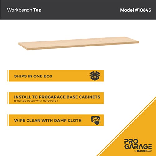 ClosetMaid ProGarage Workbench Top, Heavy Duty Rubberwood, Scratch Resistant, Durable, for Garage or Workshop