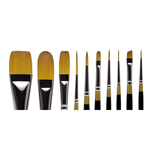 KINGART Original Gold Series Premium Golden Taklon, Multimedia Artist Brushes, Gift Box, Set of 10 PCS KINGART