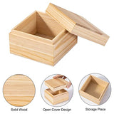 Useekoo Unfinished Wooden Box with Lid, 2 Pcs 3.9''x3.86''x2.6'' Small Keepsake Box, Rustic Wood Boxes for Crafts Art Hobbies and Home Decorations Useekoo