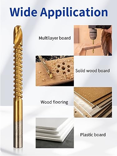 Rocaris 8 Pack Titanium Coated HSS Twist Drill Bits, 3-10mm Serrated Side Cutting Drill Bit Woodworking Tools for Plastic Metal Wood Hole Rocaris