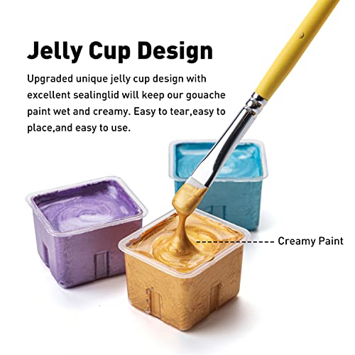 HIMI Metallic Gouache Paints Set, 18 Colors, 30g, 18 US fl oz, X ALIEN FRENS,Non Toxic Paint for Canvas and Paper, Art Supplies for Professionals, HIMI