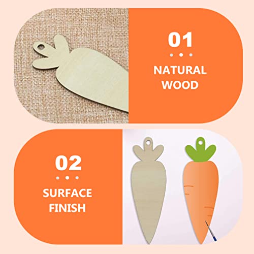 Abaodam 30Pcs Easter Unfinished Wooden Carrot Cutouts Blank Carrot DIY Wood Crafts Carrot Hanging Ornaments Wood Slices Easter Decor