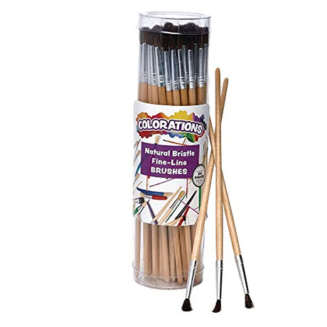 Colorations® Fine Line All-Purpose Easel Brush, Set of 60, Wood Handles with Natural Bristle, Paintbrushes for all types of Paint, Paint Brushes for Colorations