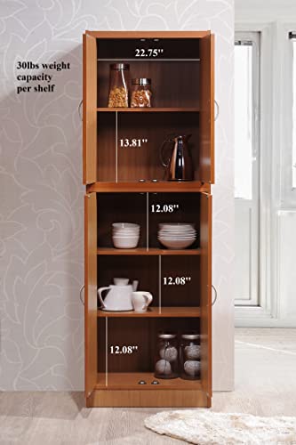 Hodedah 4 Door Kitchen Pantry with Four Shelves, Cherry Hodedah
