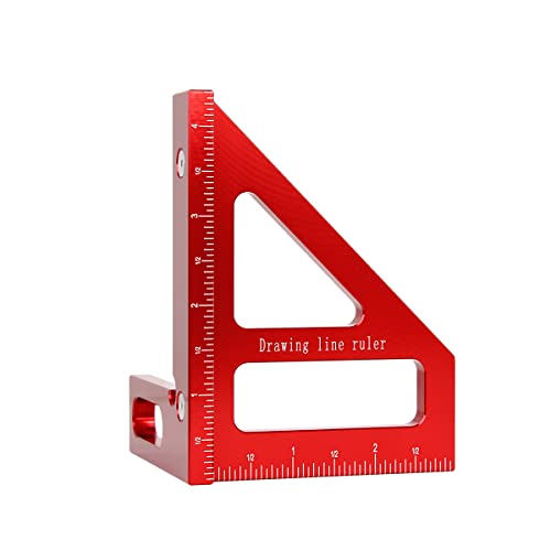 KETIPED Imperial 3D Multi-Angle Measuring Ruler,45/90 Degree Aluminum Alloy Woodworking Square Protractor, Miter Triangle Ruler High Precision Layout