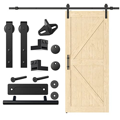 Brosisincorp 36 x 84 inch Barn Door with 6.6ft Hardware Kit Included, Unfinished Solid Pine Wood Sliding Barn Doors Panel for Interior, Easy to - WoodArtSupply