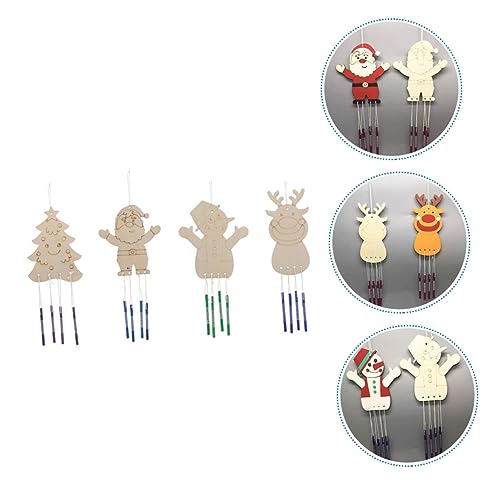 Yardwe 16 Sets Christmas DIY Wind Chime Christmas Tree Ornament Christmas Bell Pendant Xmas Unfinished Wind Chime Wind Chime Craft Kit Ornaments for Yardwe