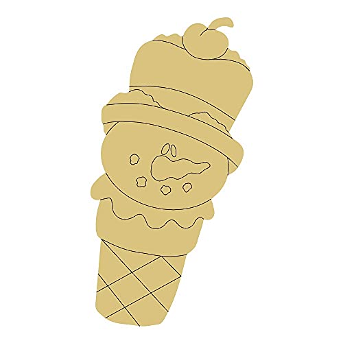 Snowman Cone Design by Lines Cutout Unfinished Wood Winter Coloring Book Door Hanger MDF Shape Canvas Style 1 Art 1 (12") Diverse Woodworking