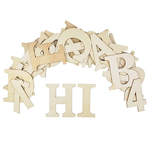 36 Pieces 6" Wood Alphabet Letters Unfinished Wooden Numbers Craft Letters Large Natural Wood Letters Paintable Home Wall Decor ABC Letters for