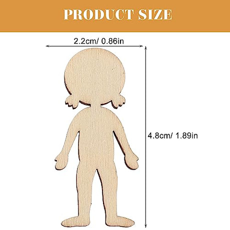Wooden Boy Girl Cutout 50pcs Wood Female Shapes Unfinished Wooden Cutout Blank Wooden Slices for DIY Painting Staining Burning Crafts Projects DIY HOMSFOU