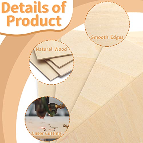 Benvo 30 Pieces Birch Plywood Sheets Craft Wood Unfinished Square Wood Blank Coaster Bulk for Crafts Laser Cutting, Drinks, Painting, Writing,