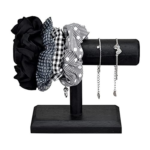 Ikee Design Wooden Jewelry Holder Display Stand for Selling, Bracelet Scrunchies Holder Display for Store, Showcase and Home, Antique Black Color, - WoodArtSupply