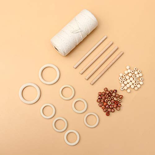Healifty 1 Set 133PCS Weaving kit Plant Wall Hanger Knitting Supplies Accessories Hanging Tapestry Wood Beads for Macrame Wood Rings for Crafts Healifty