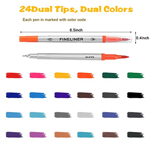 Eglyenlky 36 Coloring Markers Double Tip Brush Pens, Dual Tip