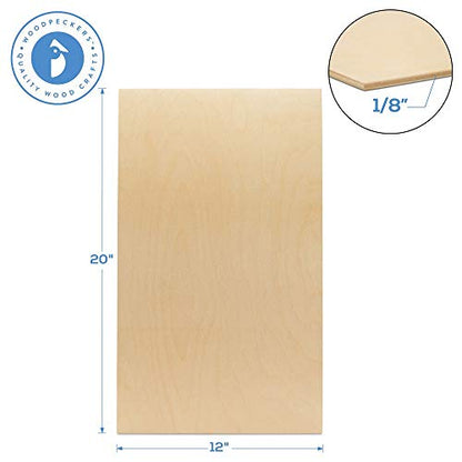 Baltic Birch Plywood, 3 mm 1/8 x 12 x 20 Inch Craft Wood, Pack of 6 B/BB Grade Baltic Birch Sheets, Perfect for Laser, CNC Cutting and Wood Burning,