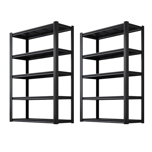 REIBII Garage Shelving Heavy Duty Garage Storage Shelves, Extra Large Adjustable Storage Rack with 5-Tier Metal Shelving Unit, 2050LBS Loads Heavy REIBII