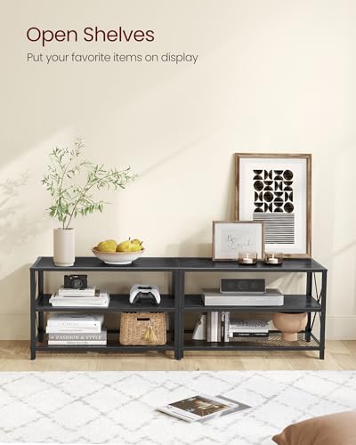 VASAGLE TV Stand, TV Console for TVs Up to 70 Inches, TV Table, 63 Inches Width, TV Cabinet with Storage Shelves, Steel Frame, for Living Room, VASAGLE
