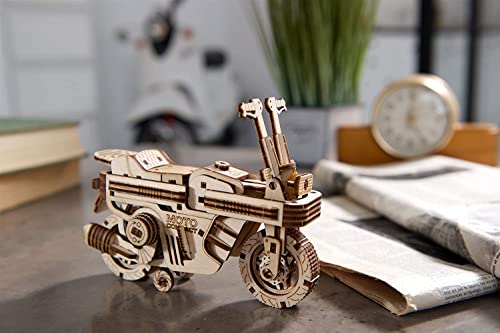 UGEARS Wood Motorcycle Model Kit - Moto Compact Folding Scooter 3D Puzzles for Adults - 3D Puzzle Model Kits for Adults (Rides 6 feet) -