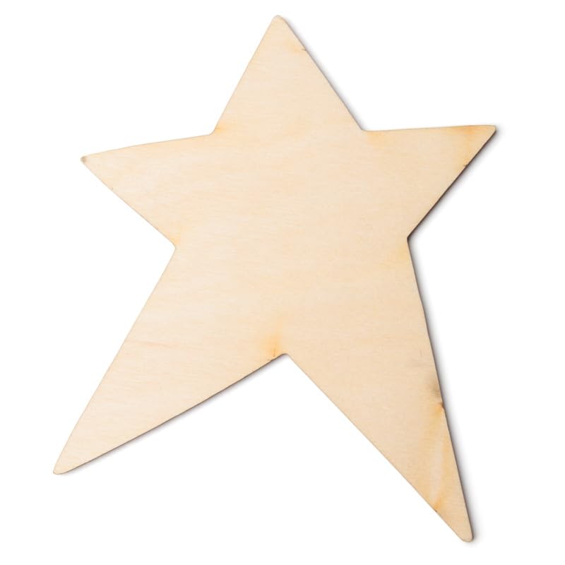 Factory Direct Craft Pack of 24 Unfinished Wooden Folk Star Cutouts - Blank Wood Star Shapes DIY Christmas Holiday, 4th of July, or Everyday Craft